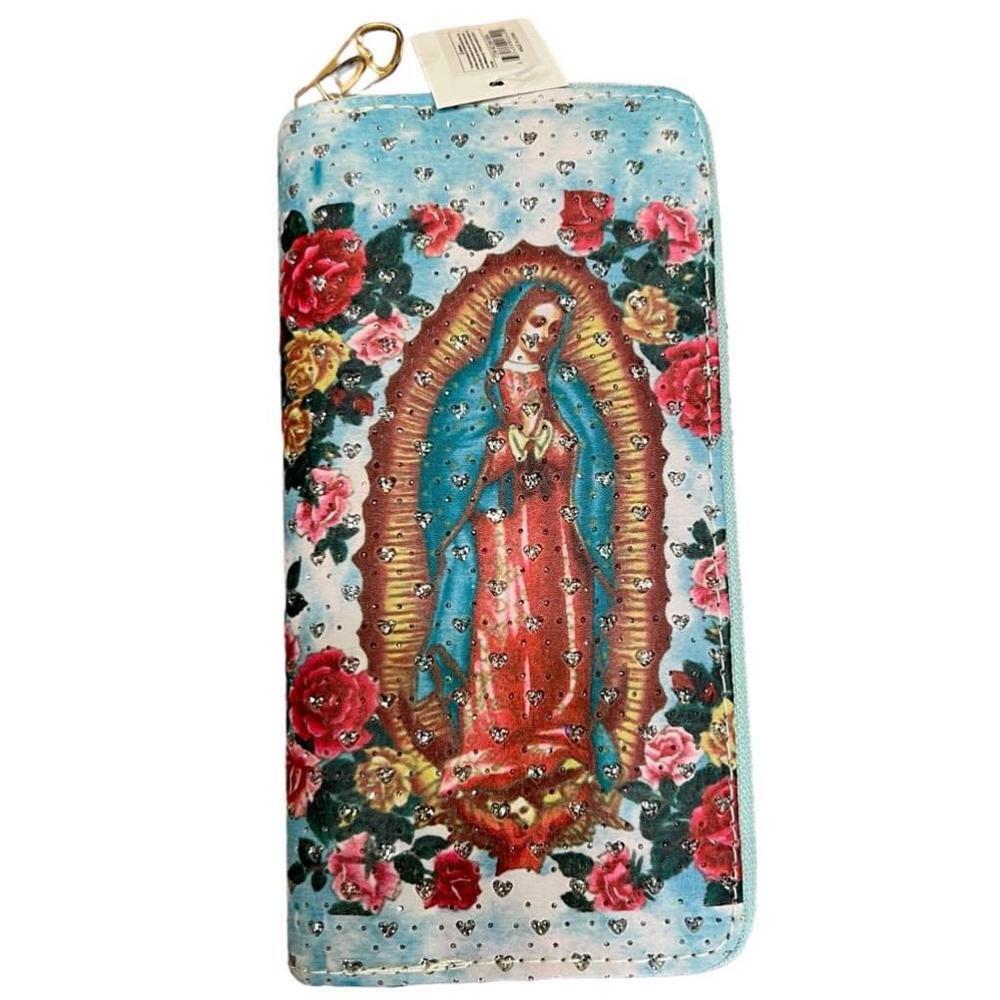 Virgen de Guadalupe Roses Zip Around Wallet